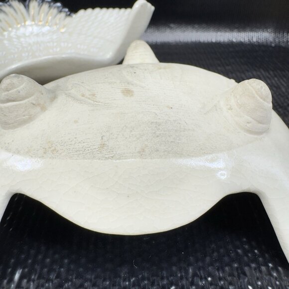 Vintage Japanese Ceramic Footed Crane 4inch Dish Plate Rare Set 3 Dishes Marked - Picture 15 of 16